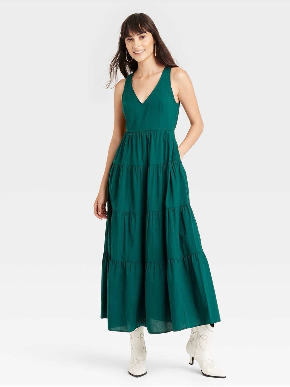 Women's Tiered Maxi A-Line Dress - Universal Thread™ Green S